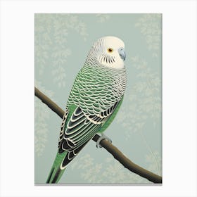 Ohara Koson Inspired Bird Painting Budgerigar 4 Canvas Print