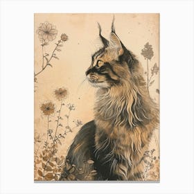 Maine Coon Cat Japanese Illustration 3 Canvas Print