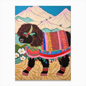 Maximalist Animal Painting Yak 3 Canvas Print