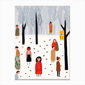 London Red Bus Scene, Tiny People And Illustration 3 Canvas Print