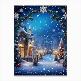 An Ornate Fanciful Christmas Frame Rich In Holiday Decor Where Details Of Garlands Ornaments An (1) Canvas Print