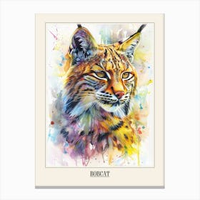 Bobcat Colourful Watercolour 2 Poster Canvas Print
