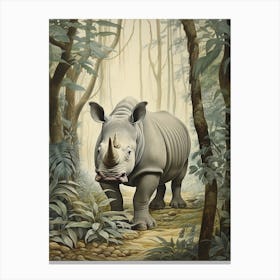 Blue Tones Of A Rhino Walking Through The Forest 2 Canvas Print
