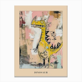 Mustard Graffiti Dino Poster Canvas Print