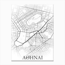 Αθήναι, Ελλάς, (Athens, Greece), City Map, Black And White Fade Design 1 Leinwandbild