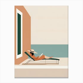 Illustration Of A Woman Relaxing On A Lounge Chair Canvas Print