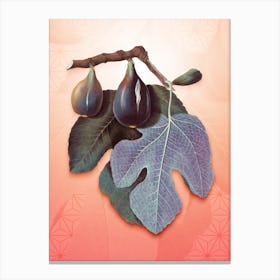 Fig Vintage Botanical in Peach Fuzz Asanoha Star Pattern n.0084 Canvas Print
