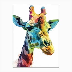 Colourful Watercolour Of A Giraffe Canvas Print