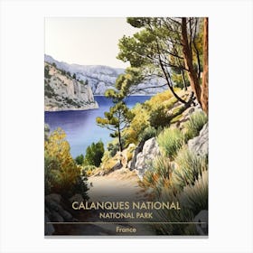 Calanques National Park France Watercolour 1 Canvas Print