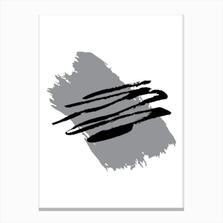 Abstract Grey Paint Stroke with Black Canvas Print