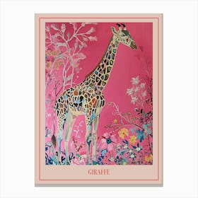 Floral Animal Painting Giraffe 1 Poster Canvas Print
