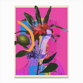 Bergamot 3 Neon Flower Collage Canvas Print