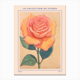 Rose French Flower Botanical Poster Canvas Print