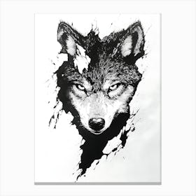 Angry Wolf Watching from Wall Hole 13 Canvas Print