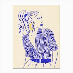 Woman In Blue 3 Canvas Print