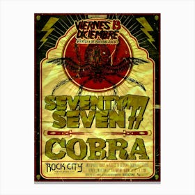 Viernes Diciembre Seventy Seven 77 Cobra Poster Canvas Print