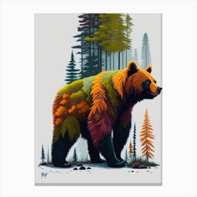 Leonardo Diffusion Forest Bear Painting Colorful Pro Vector Wh 1 Canvas Print