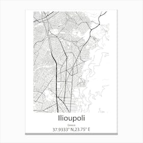 Ilioupoli,Greece Minimalist Map Canvas Print