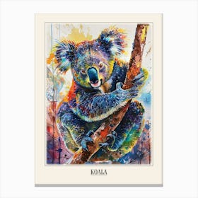 Koala Colourful Watercolour 2 Poster Canvas Print
