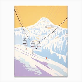 La Plagne   France, Ski Resort Pastel Colours Illustration 1 Canvas Print