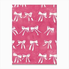 Pink And White Bows 4 Pattern Canvas Print
