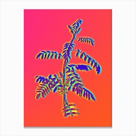 Neon Flowering Indigo Plant Botanical in Hot Pink and Electric Blue Canvas Print