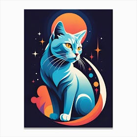 Cat On The Moon Canvas Print