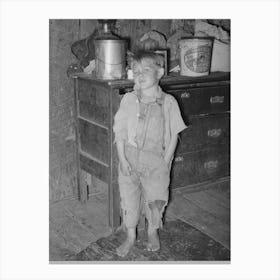 Child Of White Tenant Farmer In Kitchen Of His Home, Mcintosh County, Oklahoma, Notice The Pail Of Lard By Russell Lee Canvas Print