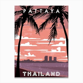 Pattaya, Thailand — Retro travel minimalist poster Canvas Print