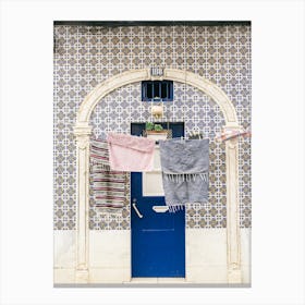 Lisbon Blue Door Tiles And Laundry Canvas Print