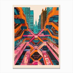 The Vessel New York Colourful Silkscreen Illustration 1 Canvas Print