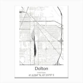 Dolton,United States Minimalist Map Canvas Print