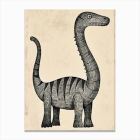 Compsognathus Dinosaur Black & Sepia Sketch Canvas Print