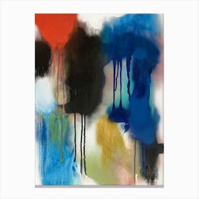 COLOUR STORY  - abstract painting, Primary Colours, red, blue , yellow, black, Modern  Canvas Print