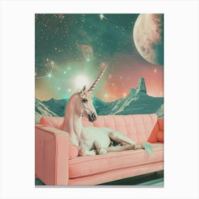 Unicorn In Space Lounging On A Sofa Canvas Print