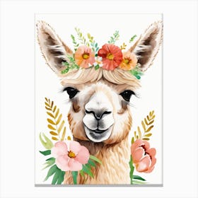 Baby Alpaca Wall Art Print With Floral Crown And Bowties Bedroom Decor (29) Canvas Print