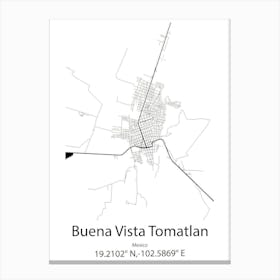 Buena Vista Tomatlan,Mexico Minimalist Map Canvas Print