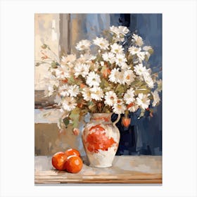 Daisy Flower And Peaches Still Life Painting 4 Dreamy Canvas Print