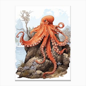 Giant Pacific Octopus Flat Illustration 5 Canvas Print