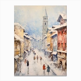 Vintage Winter Painting Zurich Switzerland 2 Canvas Print