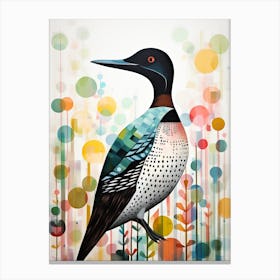 Bird Painting Collage Common Loon 3 Canvas Print