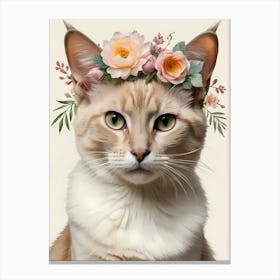 Balinese Javanese Cat With Flower Crown (13) Canvas Print