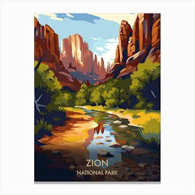 Zion National Park Travel Poster Illustration Style 6 Canvas Print