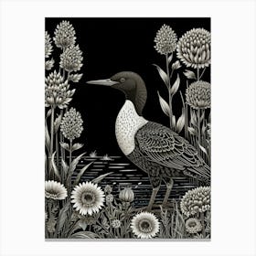 Loons And Flowers Canvas Print