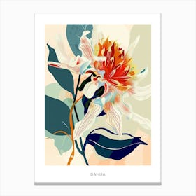Colourful Flower Illustration Poster Dahlia 2 Canvas Print