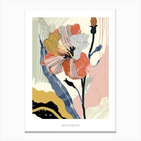 Colourful Flower Illustration Poster Hollyhock 3 Canvas Print