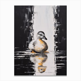 Detailed Duckling With Minimalist Black Background Canvas Print