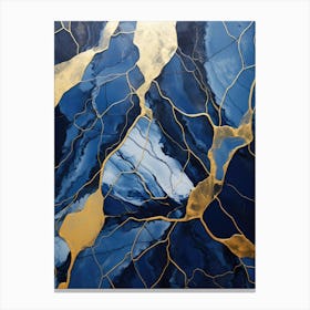 Blue And Gold Abstract Painting 5 Canvas Print