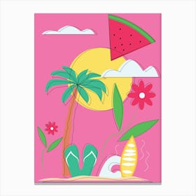 Ocean Watermelon Vibes Summer Canvas Print