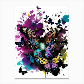 Butterflies On A White Background 1 Canvas Print